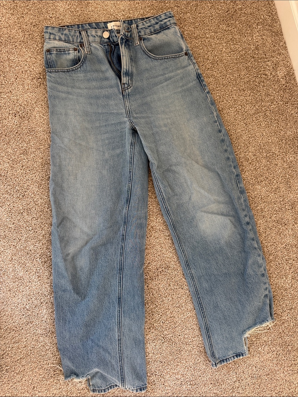 Frame Denim Women's Light Blue High-Rise Straight Leg Jeans